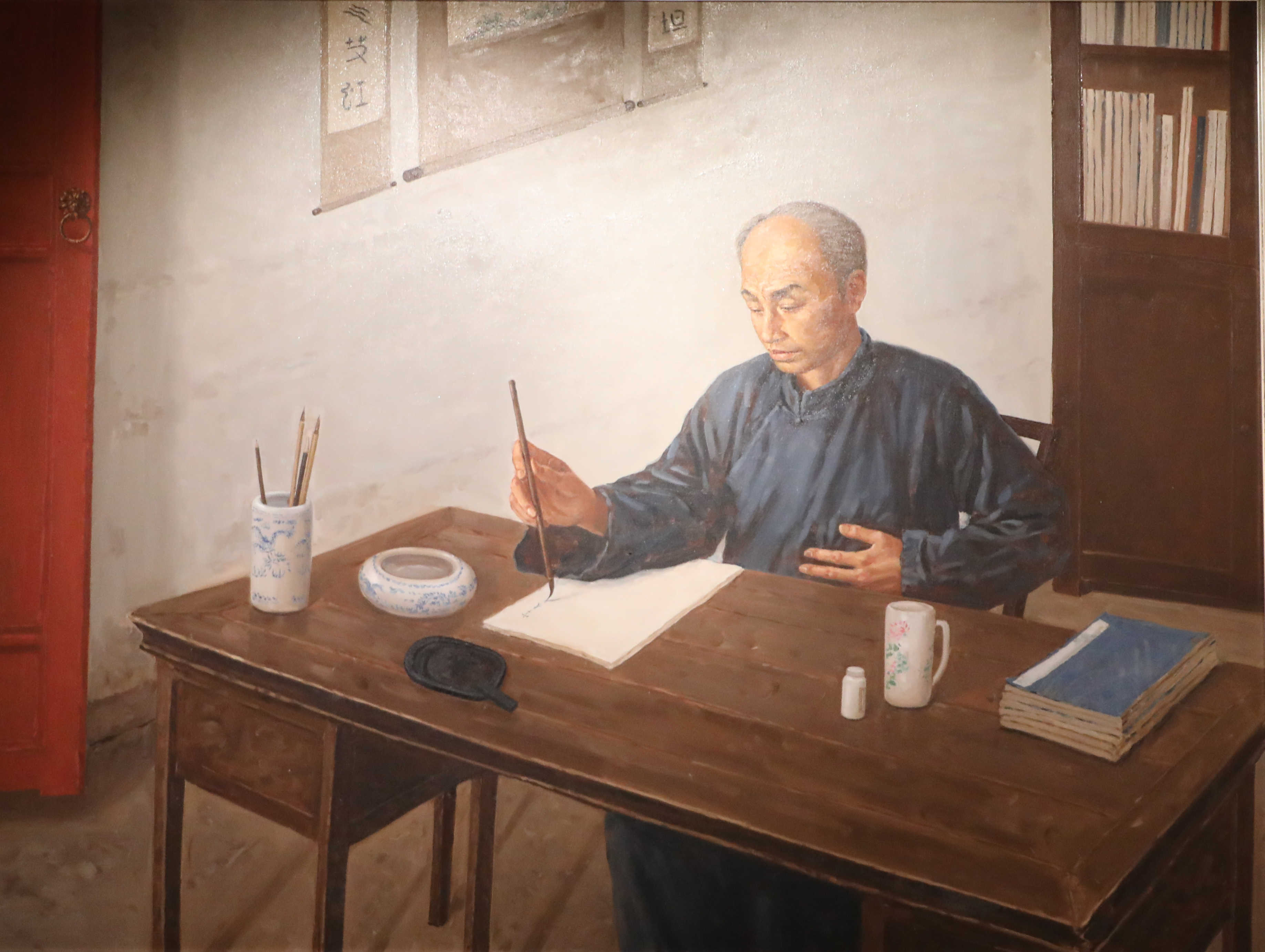 江津陈独秀旧居陈列馆-油画《呕心沥血》
